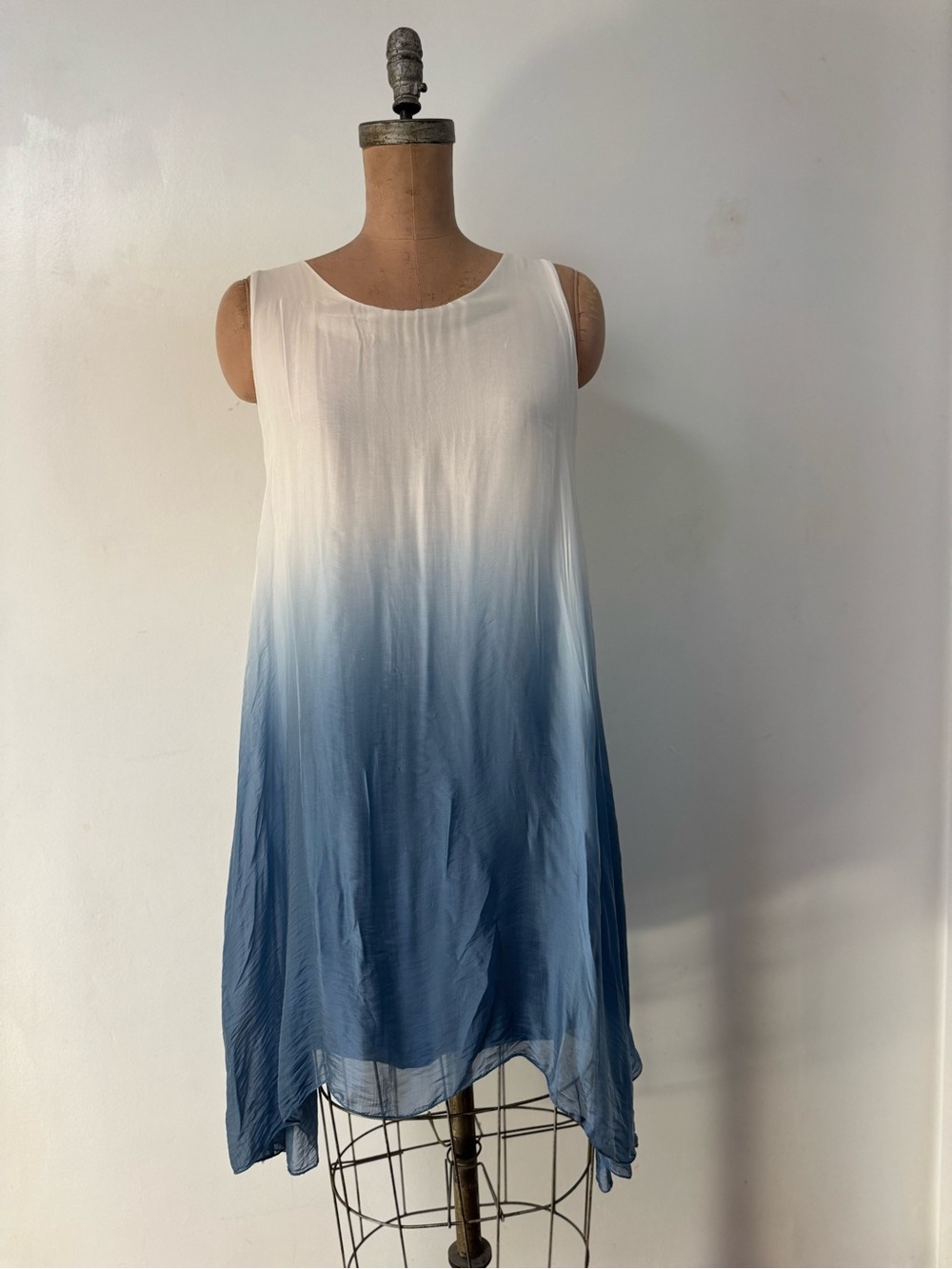 M MADE IN ITALY Sleeveless Ombre silk blend Shift Dress  size L